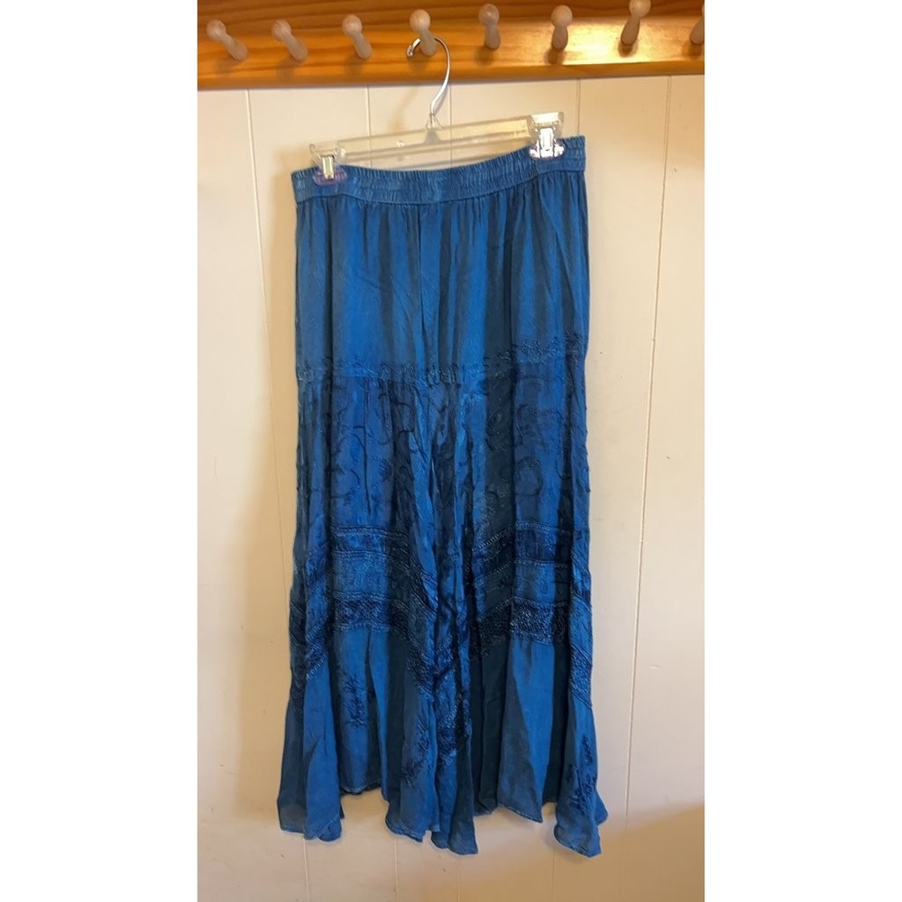 Step In Style Blue Boho Maxi Skirt